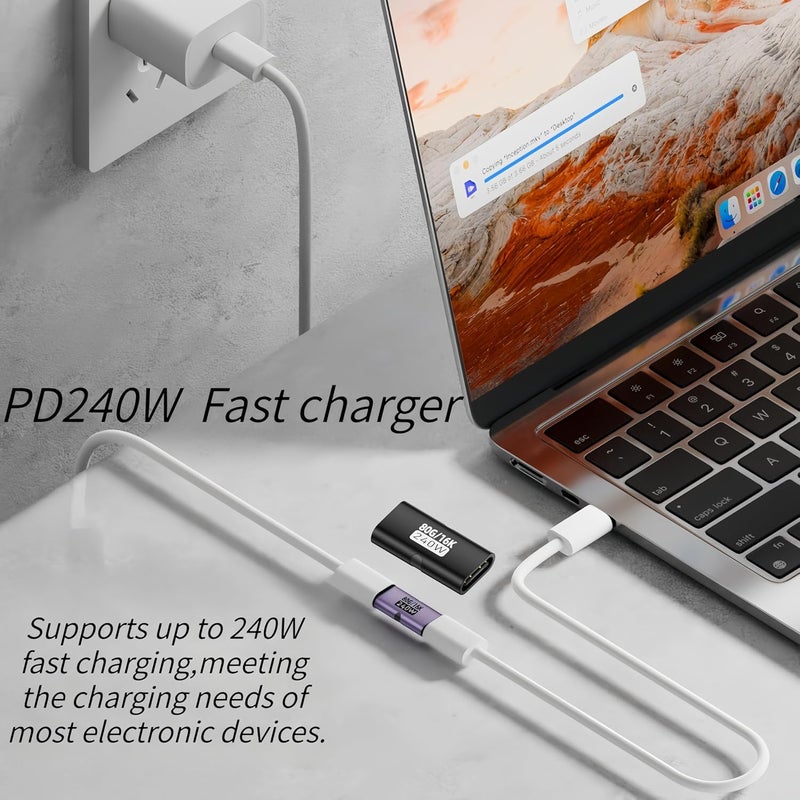 basecolors 5 Pack USB C Coupler, USB C Female to Female Adapter with 80Gbps Data Transfer, 240W Fast Charging, Compatible with Thunderbolt 4/3,16K/8K Video Support, Black - Image 2